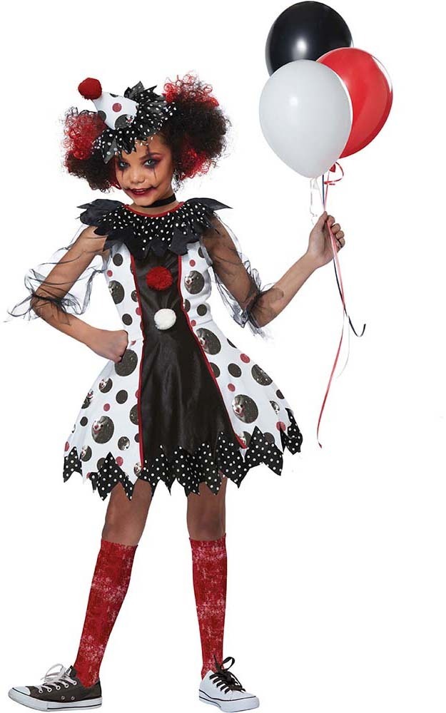 Creepy Clown Girl Child Costume - CALIFORNIA