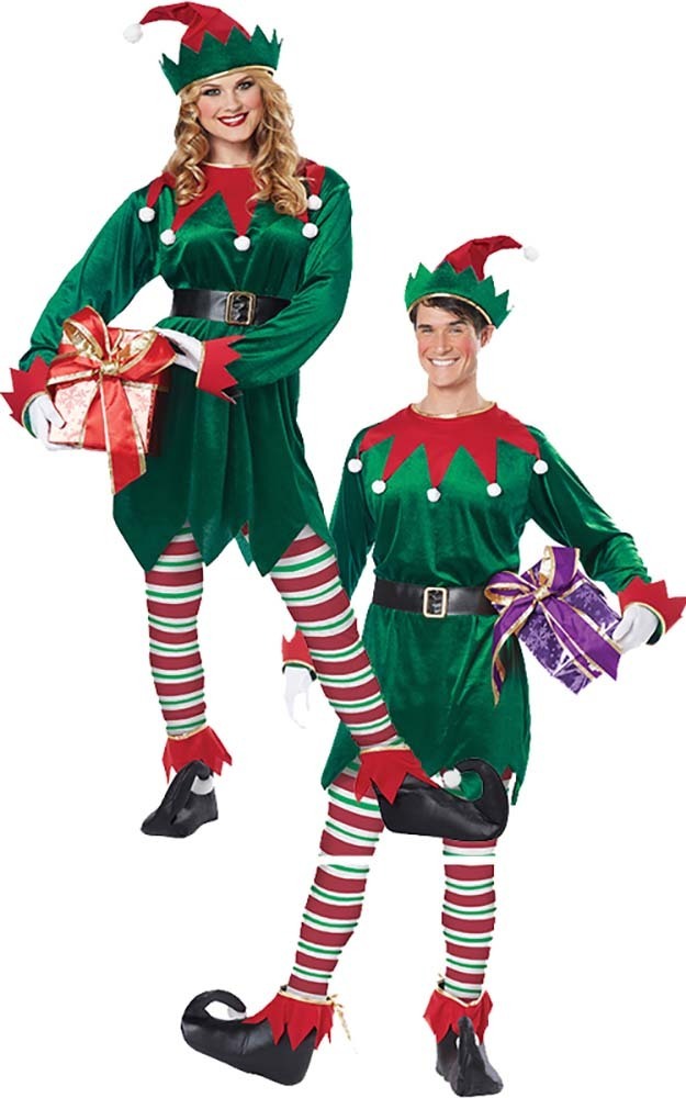 CHRISTMAS ELF ADULT MENS WOMENS SANTA'S HELPER COSTUME | eBay