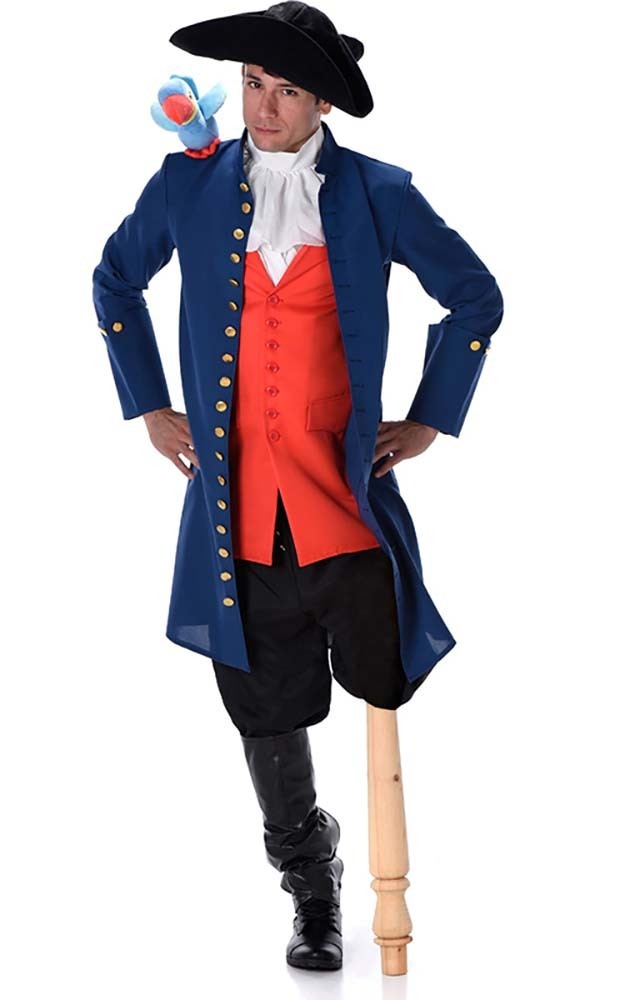 LONG JOHN SILVER TREASURE ISLAND PIRATE ADULT MENS FANCY DRESS ...