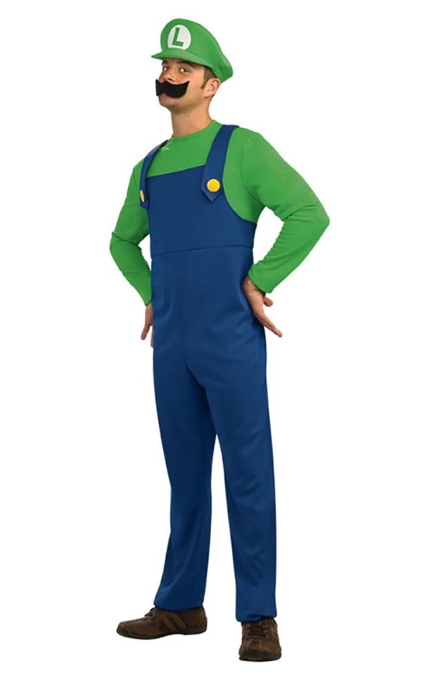 LICENSED LUIGI SUPER MARIO BROTHERS ADULT MENS FANCY DRESS HALLOWEEN