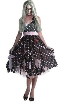 Zombie Housewife Adult Prom Poka Dot Costume